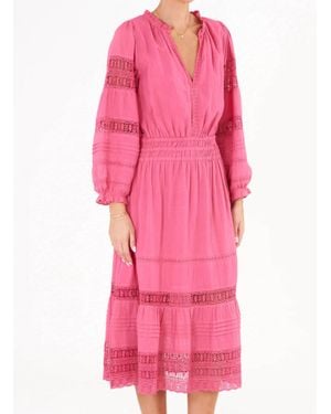 M.A.B.E Loretta V Neck Midi Dress - Pink