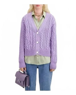 The Kooples Mohair Cable Knit Cardigan - Purple