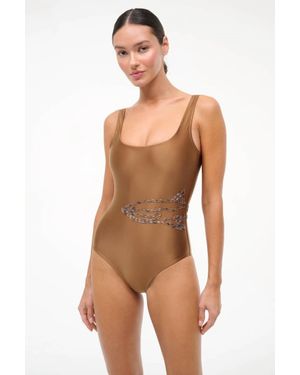 STAUD Lea One Piece Swimsuit - Metallic