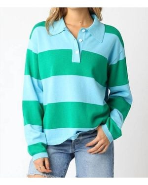 Olivaceous Benny Striped Rugby Top - Green