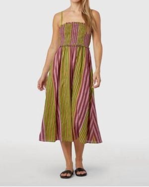 Livro Smocked Midi Dress - Multicolor