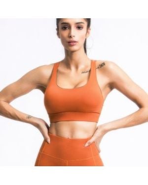 TRUEDAMES Cross Back Sports Bra - Orange