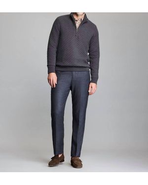 Billy Reid Diamond Quilt Half Zip Sweater - Black