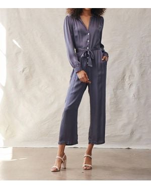 Bella Dahl Gathered Button Front Jumpsuit - Blue