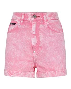 Philipp Plein Hot Pants Crystal - Pink