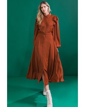 TRUEDAMES Tier Elegance Woven Midi Dress - Green