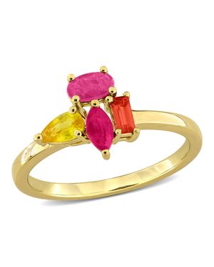 Mimi & Max Multi-Gem Cluster Ring Sterling - Pink