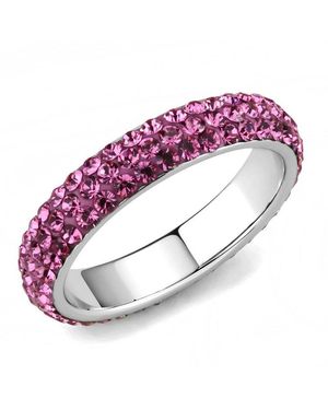 Fashnzfab High Polished (No Plating) Stainless Steel Ring With Top Grade Crystal - Purple