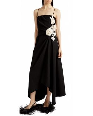Erdem Asymmetric Draped Wool Midi Dress - Black