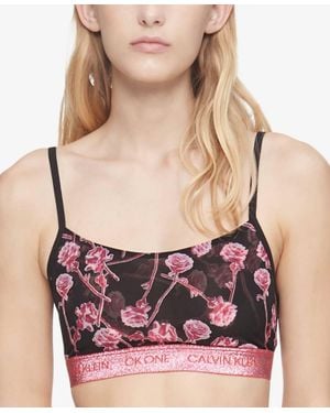 Calvin Klein One Unlined Rose Print Bralette - Pink