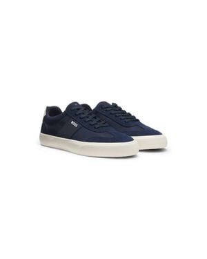 BOSS Low-Top Sneakers With Suede Trims - Blue