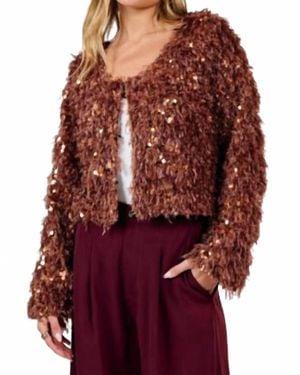 Sadie & Sage Faux Fur And Sequin Jacket - Red