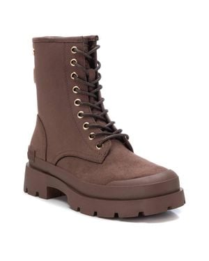 Xti Suede Lace-Up Booties By - Brown