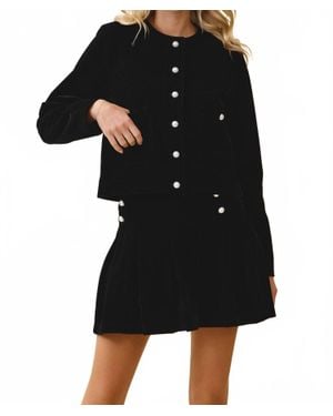 TCEC Georgie Pearl Button Front Jacket - Black
