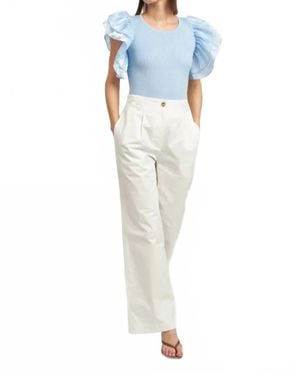 En Saison Abby Cotton Bow-Back Pants - Blue