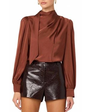 Astr Ivonne Satin Top - Brown
