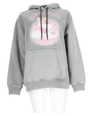 MSGM Vintage Graphic Cotton Hoodie - Gray