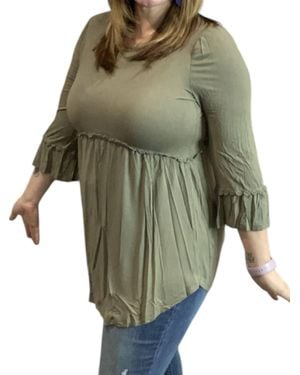 Pol Boho Babydoll Top - Green
