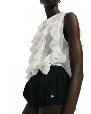 Saint Art Neo Organza Pleated Top - Gray