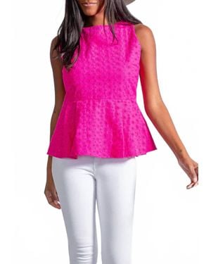 Sail To Sable Sleeveless Zip Back Peplum Top - Pink