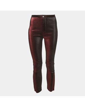 Area Burgundy Lurex Knit Knee Panel Pants - Brown