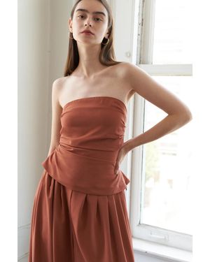 TRUEDAMES Birds Singing Woven Top - Brown