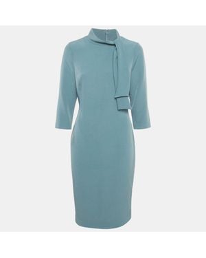 Badgley Mischka Light Crepe Bow Detail Mini Dress - Blue