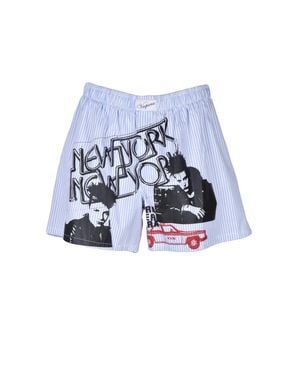 VAQUERA Light Vertical Stripe Cotton Shorts - Blue