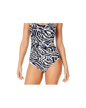 Anne Cole Printed Twist Front One Piece Swimsuit - Black