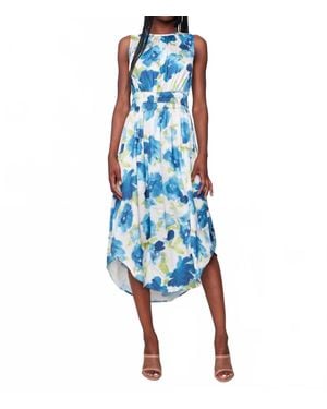 Charlie b Printed Sleeveless Flowy Satin Dress - Blue