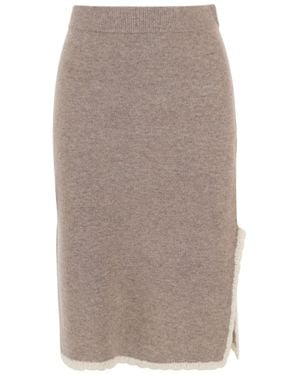 THE GARMENT Como Scalloped-Trim Wool-Cashmere Midi Skirt - Brown