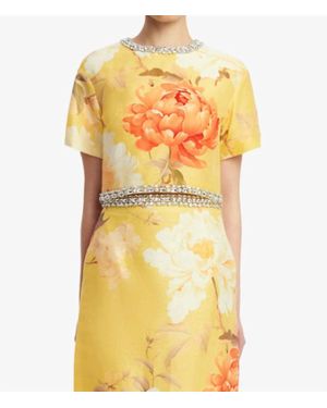 LEO LIN Indie Embellished Short Sleeve Top - Yellow