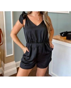 Kld. Signature Tie Shoulder Romper - Black