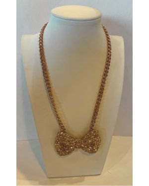 SONYA Bow Necklace With Thick Chain - Green