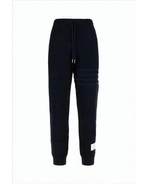 Thom Browne Cropped Jogger Pants With Ribbed Details And Drawstring Waistband - Blue