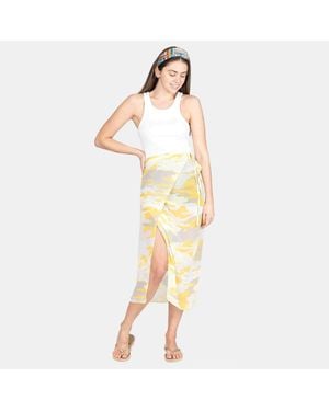 TRUEDAMES Tie Dye Beach Cover Up Midi Wrap Skirt 50" X 35" - Metallic