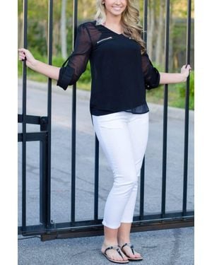 She + Sky 3/4 Collar Embroidery - Blue