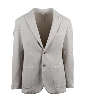 Luigi Bianchi Cotton Jacket With Textured Fabric And Modern Fit - Gray