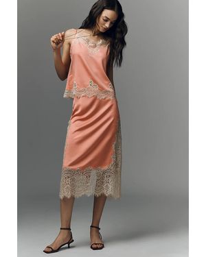 Bl-nk Cinzia Laced Satin Midi Skirt - Gray