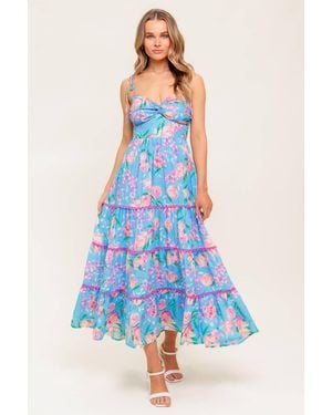 TRUEDAMES Soft Bloom Woven Midi Dress - Blue