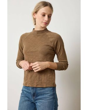 Lilla P Raglan Mock Neck Top - Natural