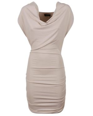 Wardrobe NYC Matte Draped Mini Dress With Ruched Side Detailing - Gray