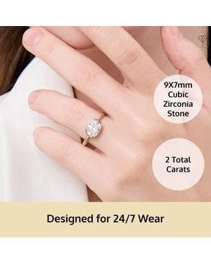 MAX + STONE Solid 10K 3 Carat Oval Bezel Cubic Zirconia Bezel Oval Twist Band Ring - Pink