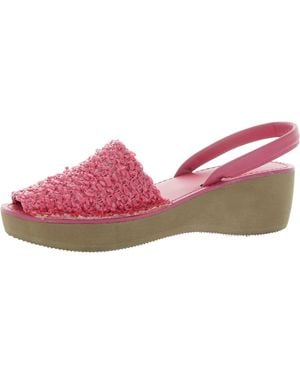 Kenneth Cole Fine Glass Peep-Toe Wedge Sandals - Brown