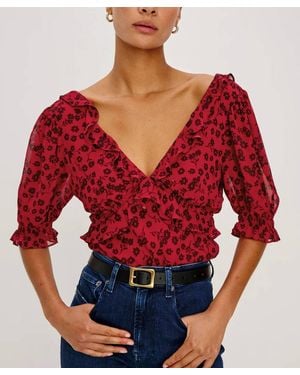 Rails Miramar V-Neck Blouse - Red