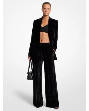 Michael Kors Crushed Velvet Wide Leg Pants - Black