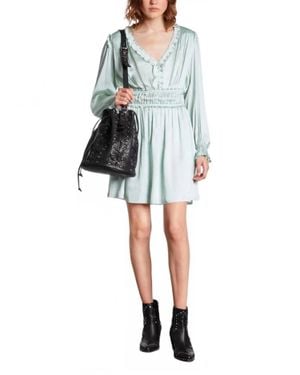 The Kooples Ruffled Long Sleeve Mini Dress - Blue
