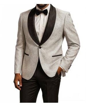 Mazari Bow Tie Tuxedo 3 Piece Set - Gray
