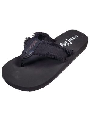Very G Encore Frayed Top Fashion Flip Flop Sandal - Blue