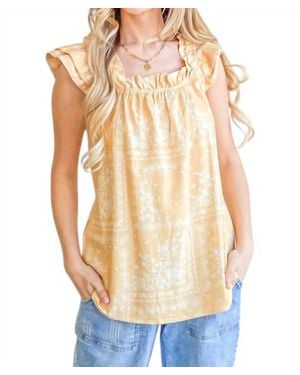 And The Why There She Goes Flutter Sleeve Top - Yellow